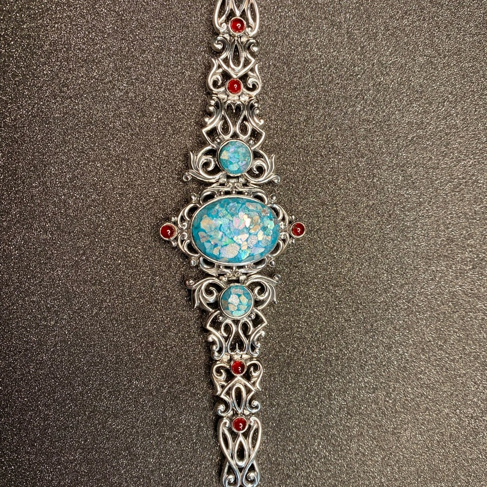 Roman Glass and Garnet Bracelet